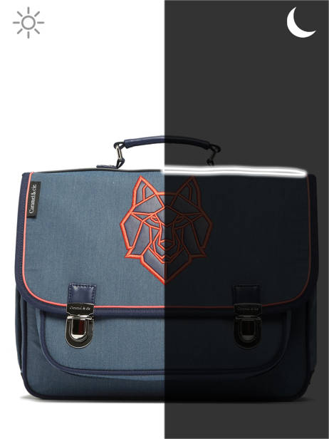 Boekentas 2 Compartimenten Caramel et cie Blauw fier GA ander zicht 5